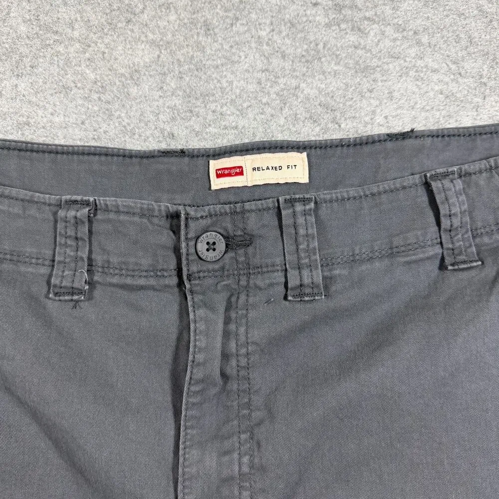 Wrangler Cargo Shorts Mens 48 Gray Relaxed Fit Cotton Utility Workwear Outdoor
